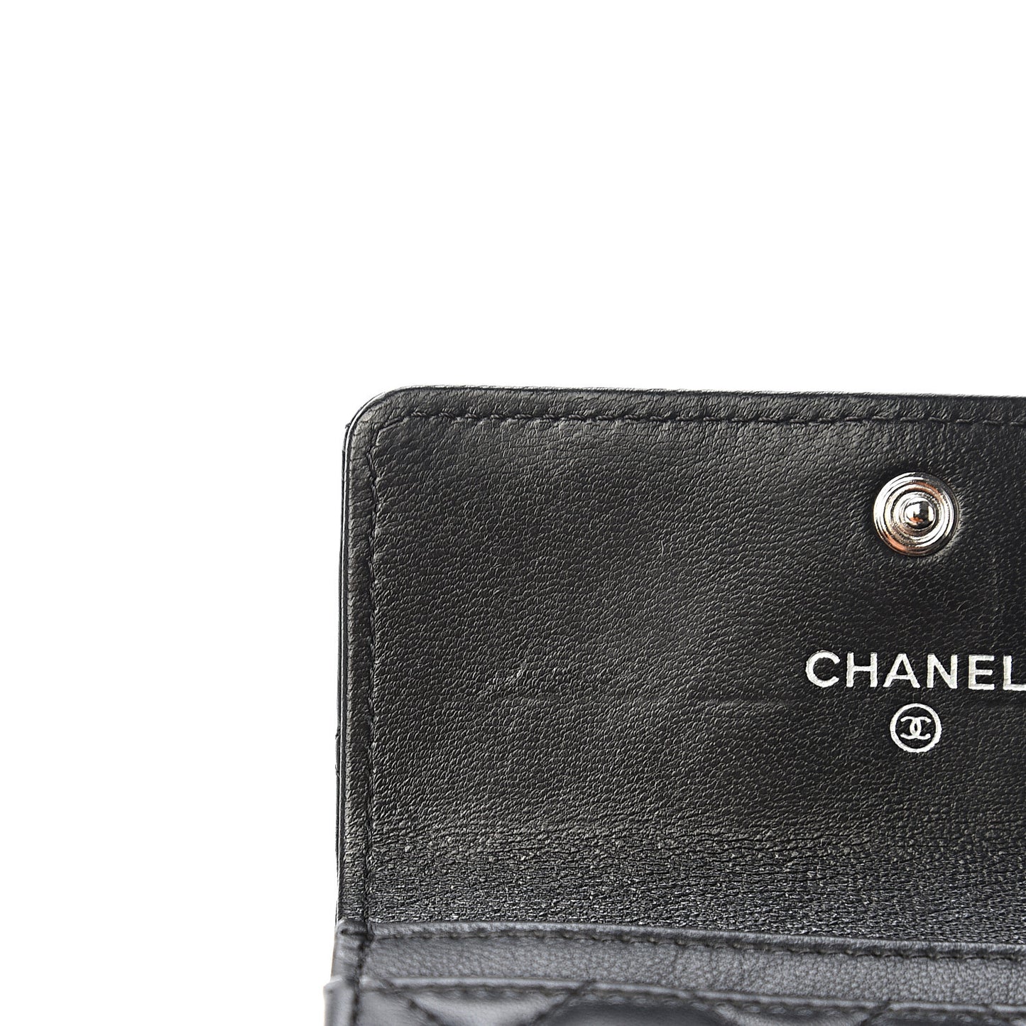 Lambskin Quilted Flap Card Holder Black