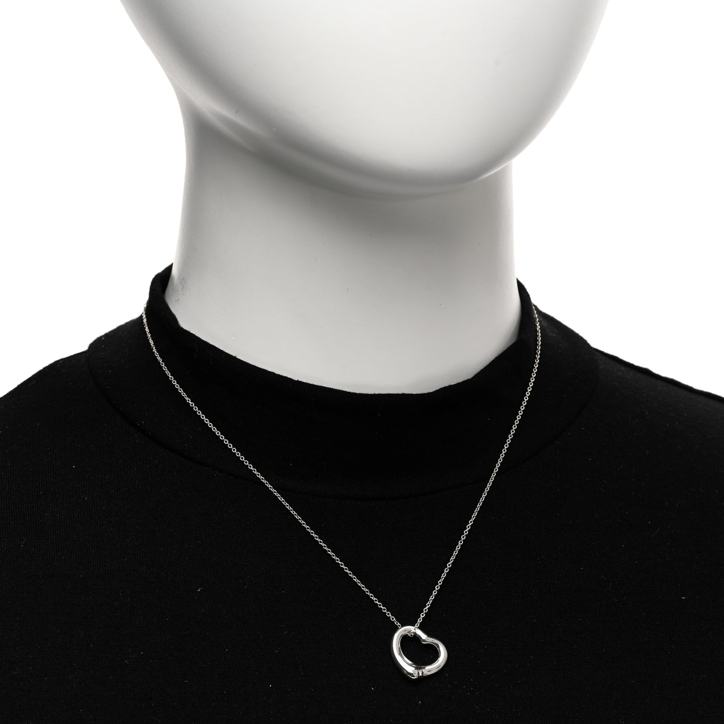 Sterling Silver 16mm Elsa Peretti Open Heart Pendant Necklace