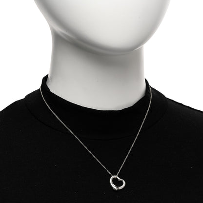 Tiffany Sterling Silver 16mm Elsa Peretti Open Heart Pendant Necklace 2 of 5