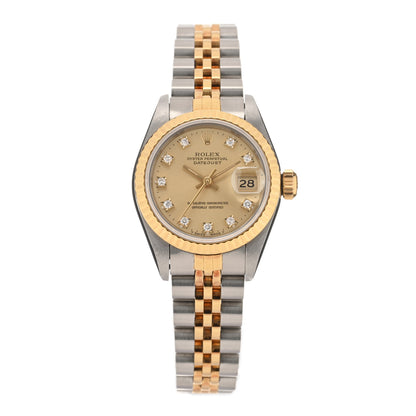 Rolex Stainless Steel 18K Yellow Gold Diamond 26mm Oyster Perpetual Datejust Watch Champagne 69173 1 of 5