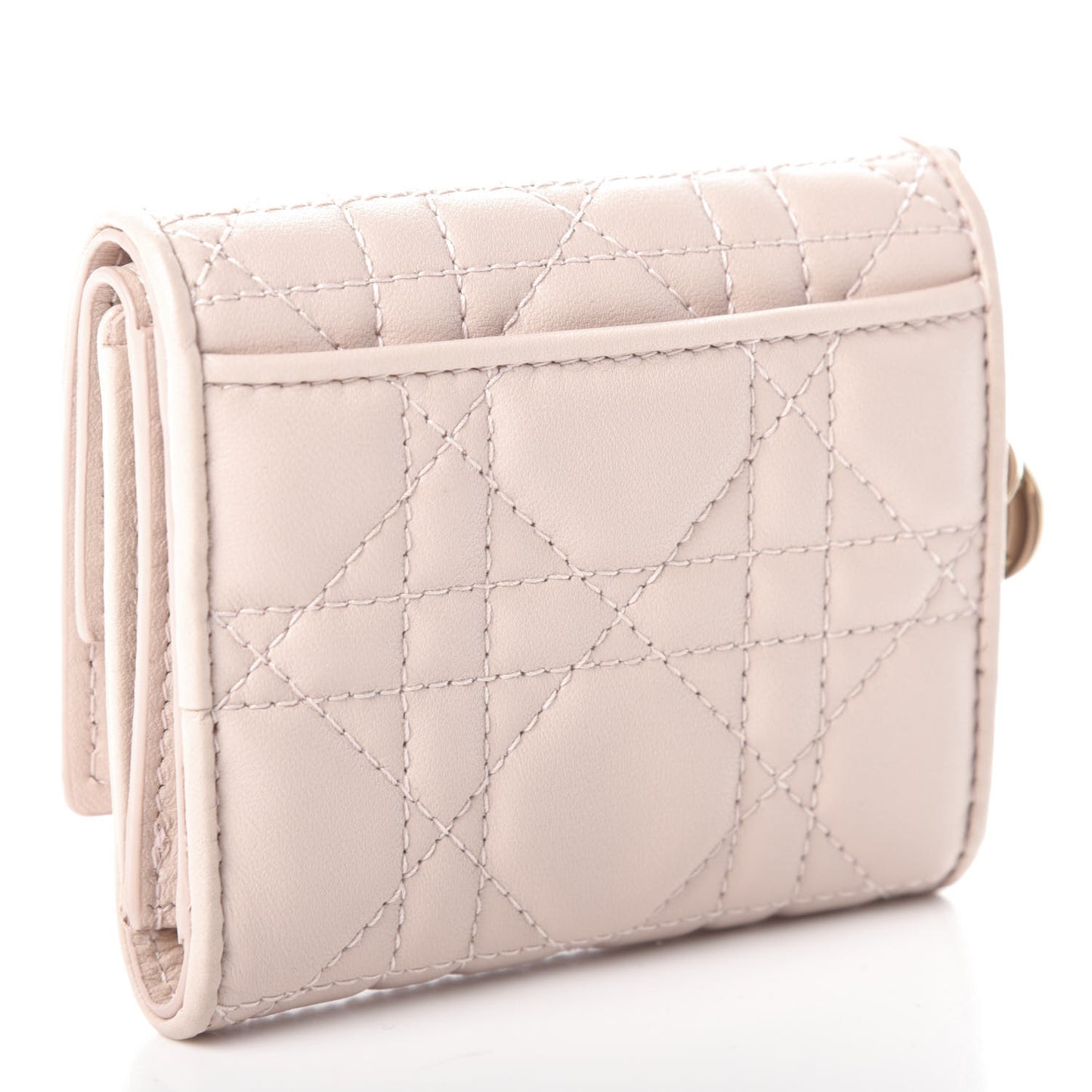 Lambskin Cannage Lady Dior Compact Wallet Light Pink