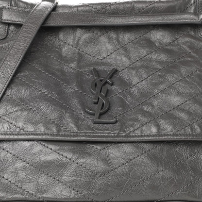 Saint Laurent Crinkled Calfskin Matelasse Monogram Large Niki Chain Satchel Storm 9 of 11