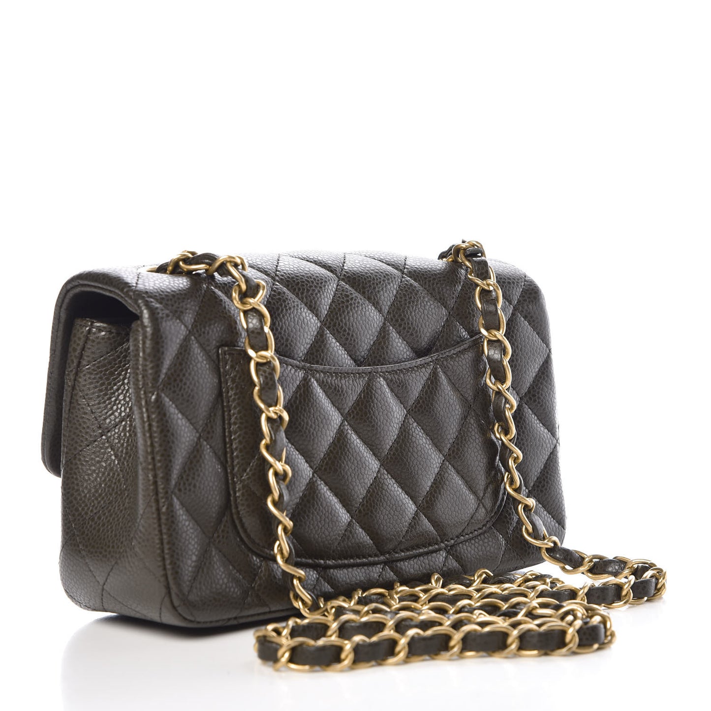 Caviar Quilted Mini Rectangular Flap Dark Green