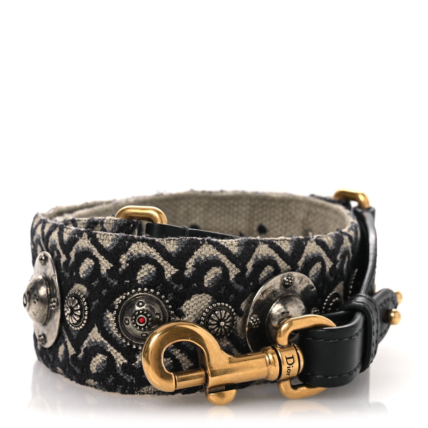 Christian Dior Oblique Studded Shoulder Strap Blue 1 of 5