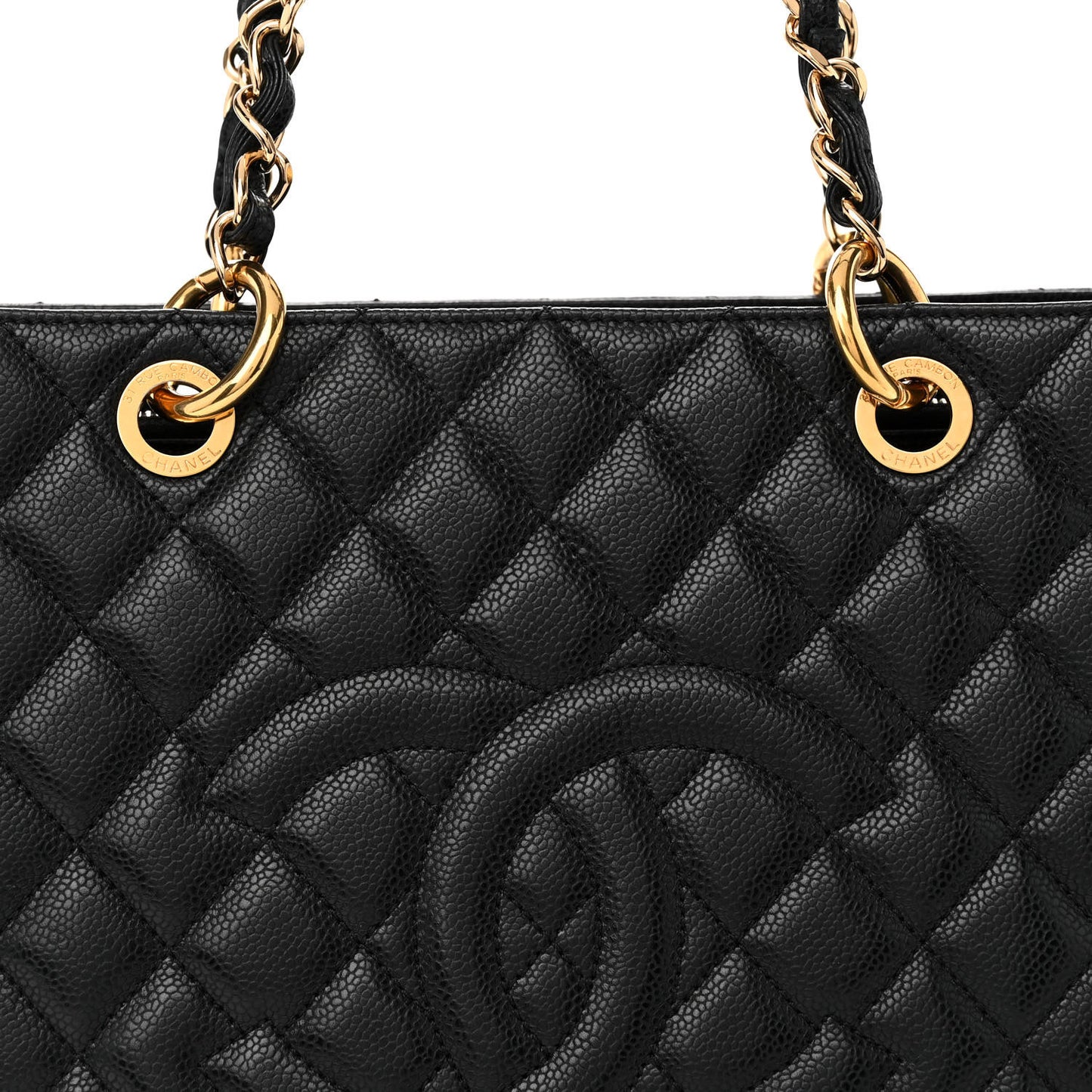 Caviar Quilted Grand Shopping Tote GST Black