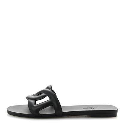 Hermes Rubber Aloha Sandals 36 Black 1 of 12