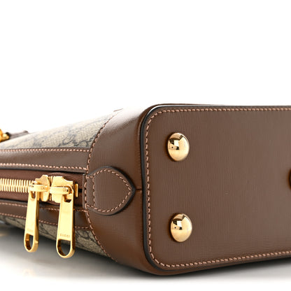 Gucci GG Supreme Monogram Azalea Calfskin Small Horsebit 1955 Top Handle Bag Beige Ebony Brown Sugar 9 of 13