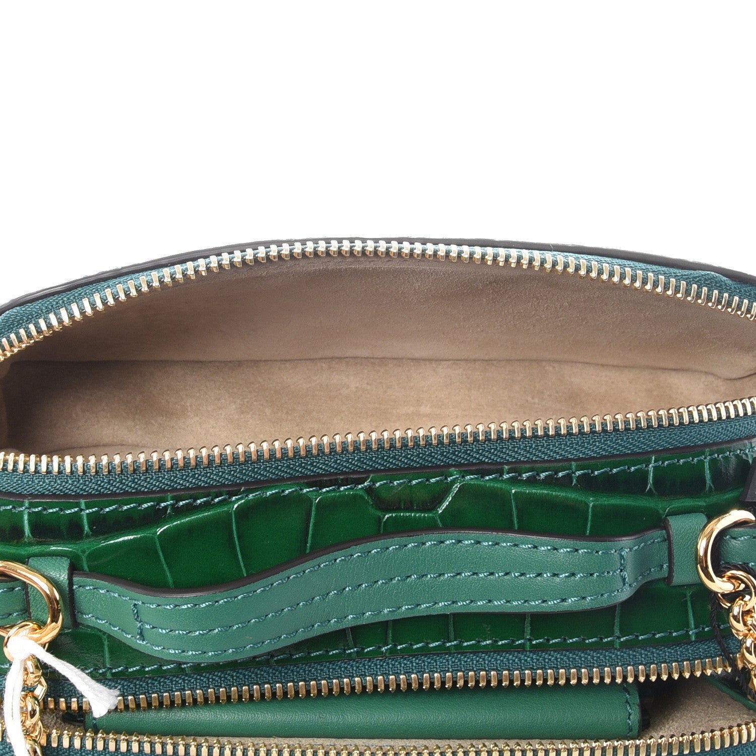 Chloe Calfskin Crocodile Embossed Mini C Vanity Bag Woodsy Green 5 of 12