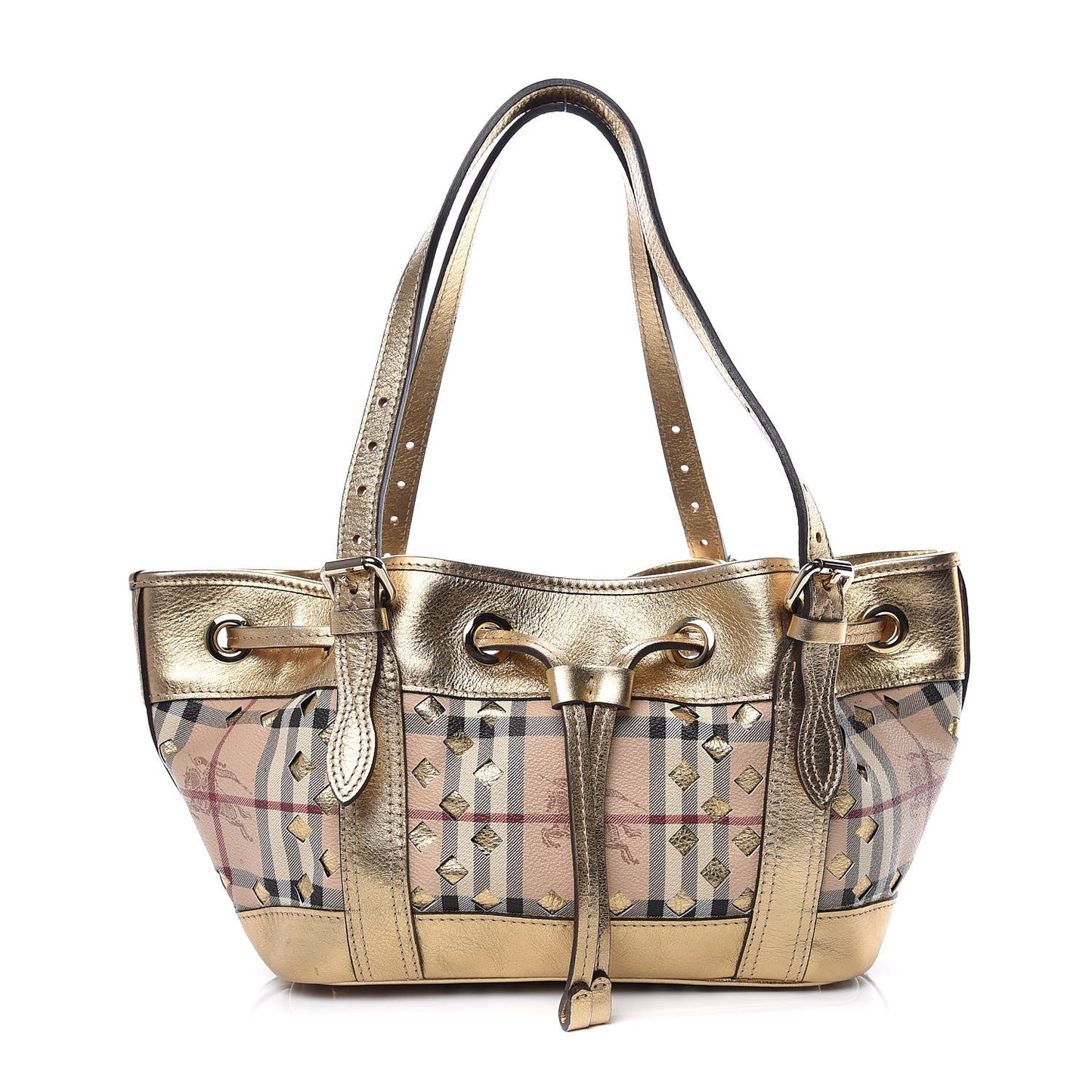 Haymarket Check Drawstring Claudia Bag Gold