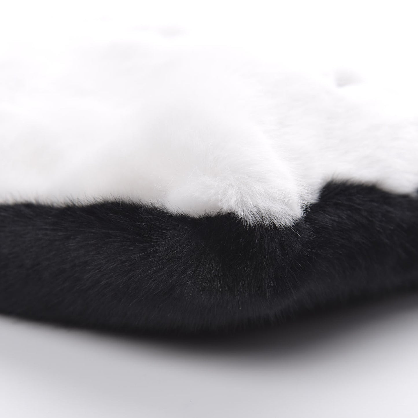 Faux Fur Two Tone Large GV3 Pouch Wristlet Black White