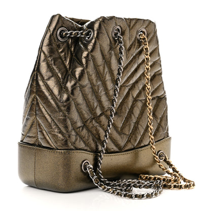 Chanel Metallic Aged Calfskin Chevron Quilted Small Gabrielle Backpack Gold 3 of 10