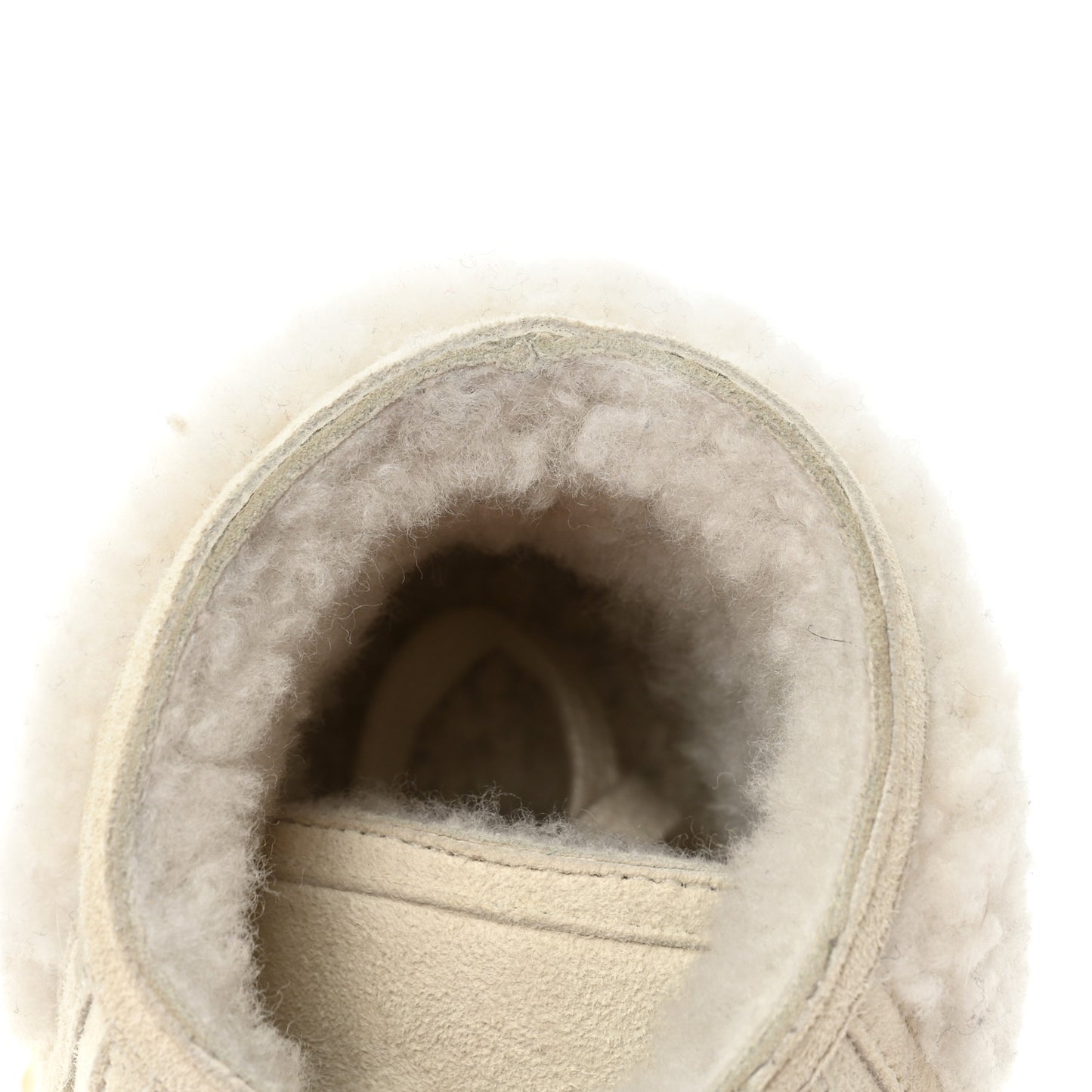 Kid Suede Shearling Sheepskin Lace Up Boots 39.5 Ivory White Black