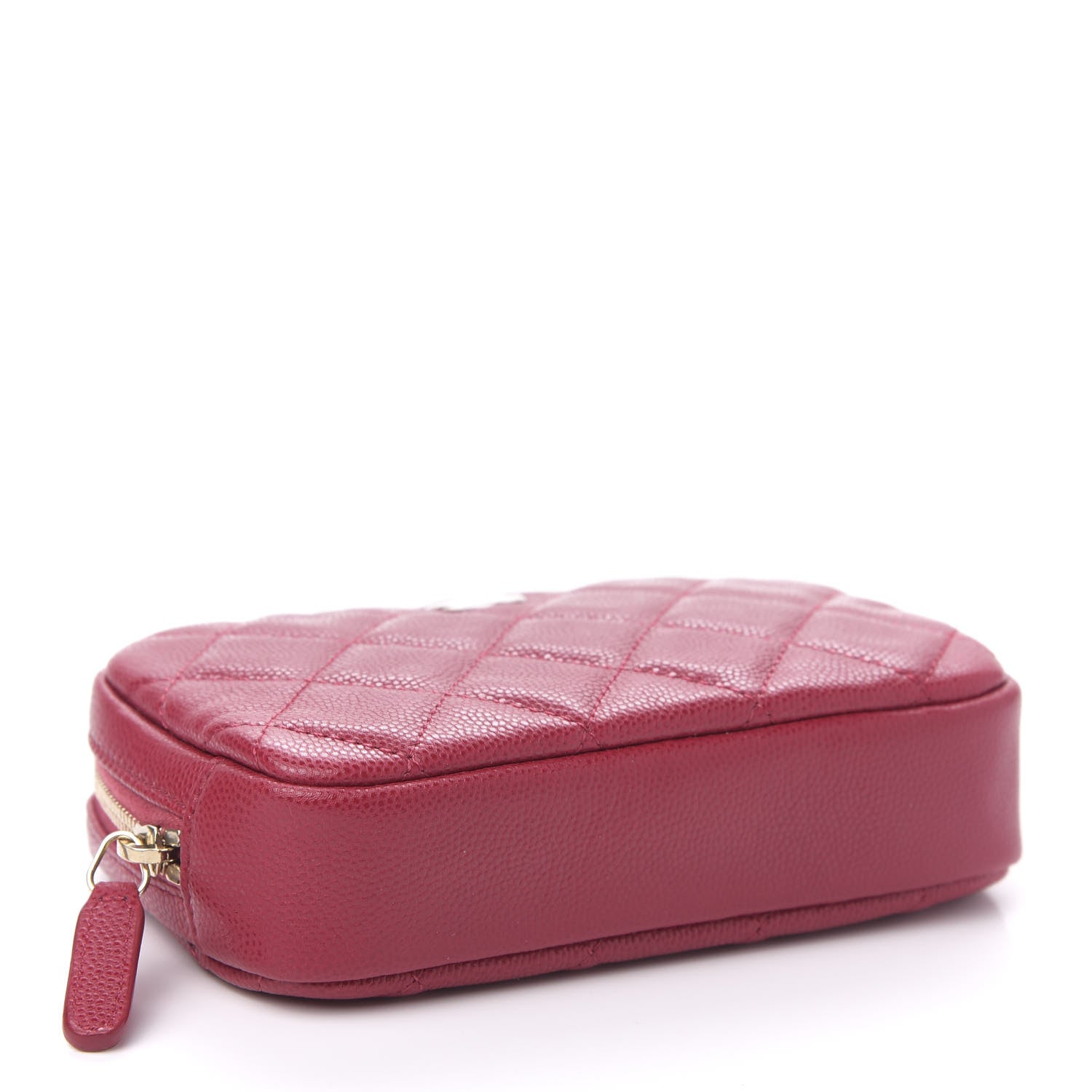 Chanel Caviar Quilted Small Curvy Pouch Cosmetic Case Red 4 of 14