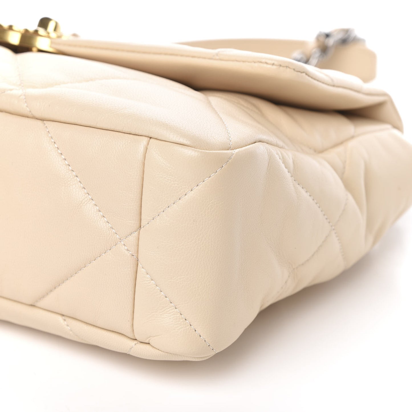 Goatskin Quilted Medium 19 Flap Beige