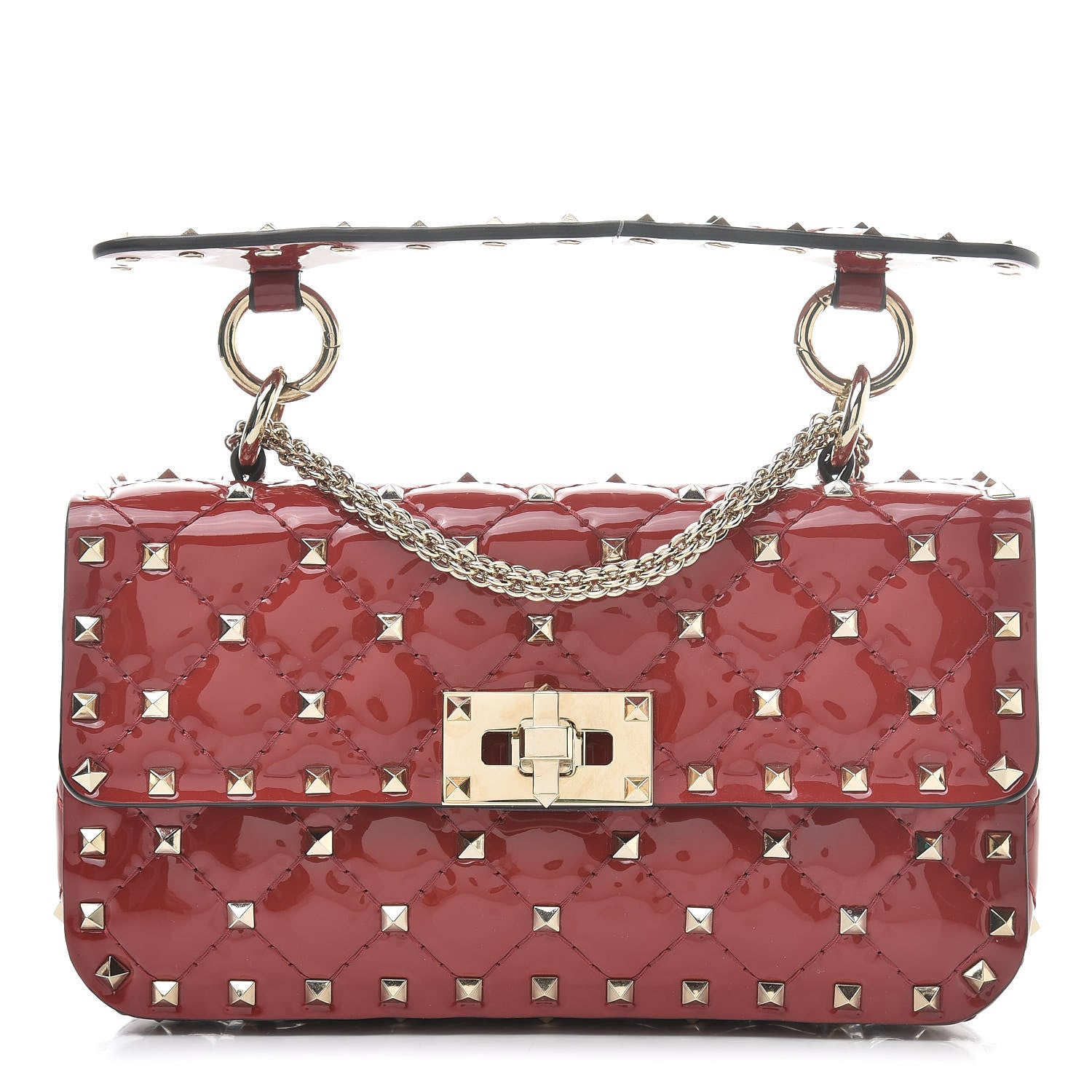 Valentino Garavani Patent Small Rockstud Spike Shoulder Bag Rosso Valentino 1 of 10