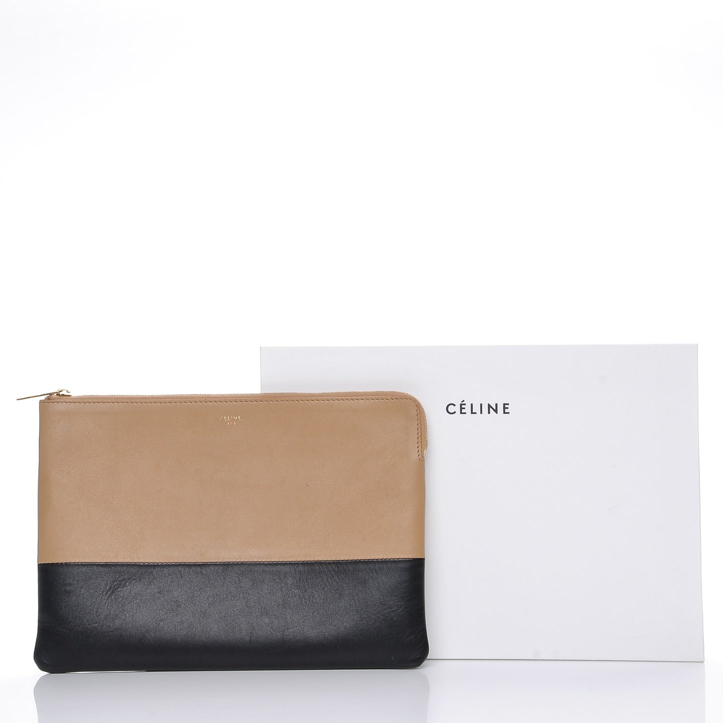 Lambskin Bi-Color Solo Clutch Pouch Nude
