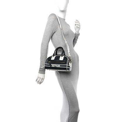 Christian Dior Calfskin Small Dior Vibe Zip Bowling Bag Blue White 2 of 10