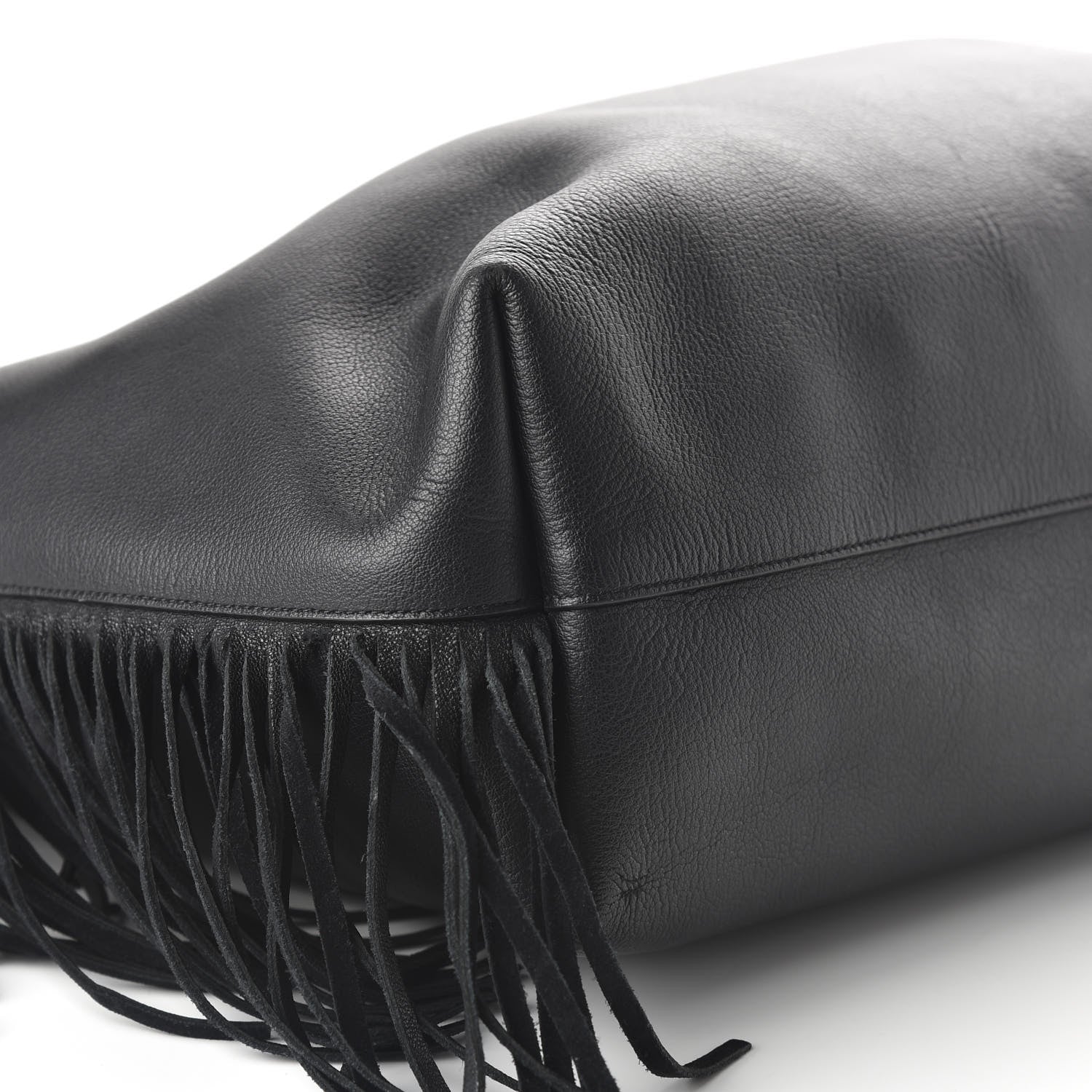 Saint Laurent Calfskin Large Fringe Shopping Tote Black 6 of 13