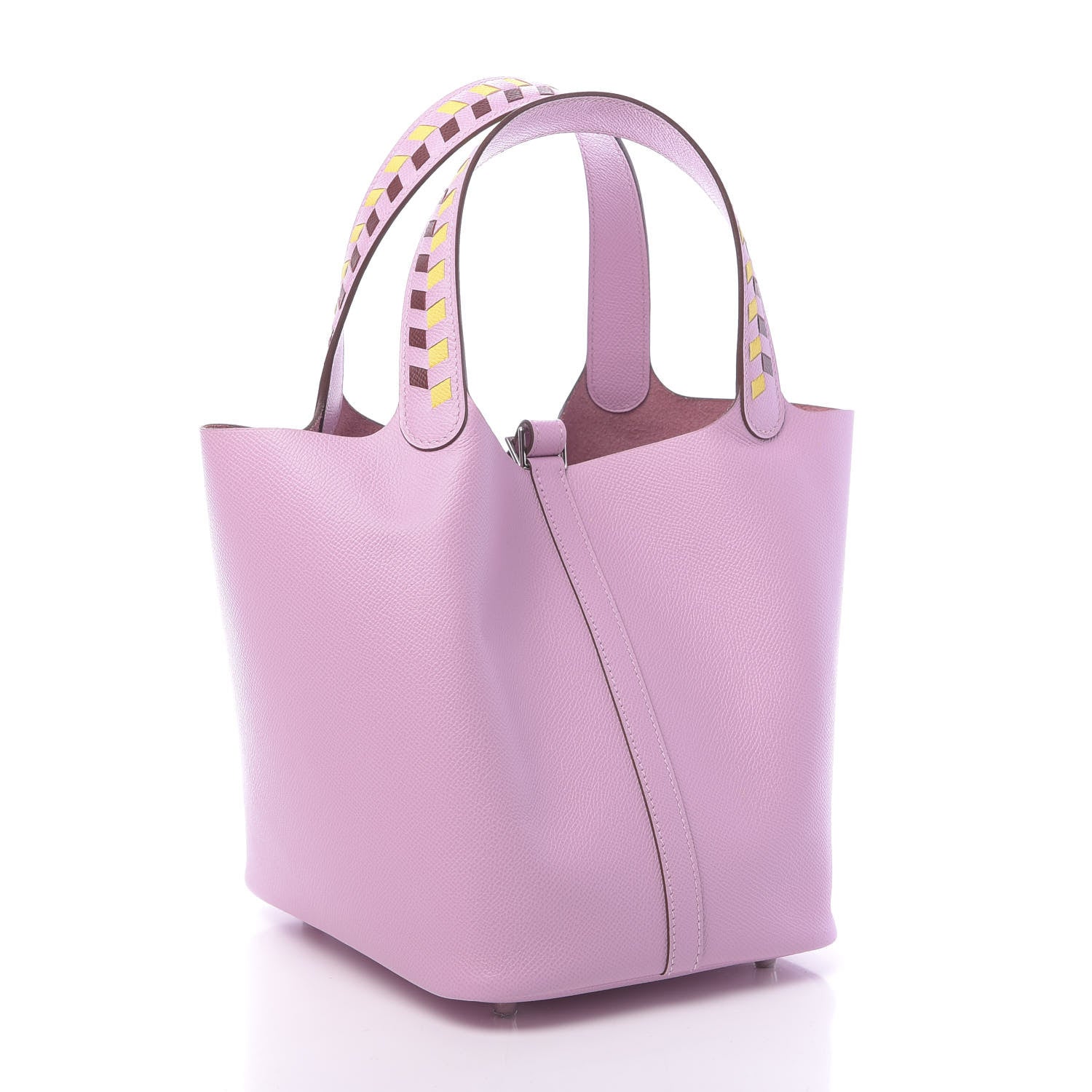 Hermes Epsom Tressage De Cuir Picotin Lock 22 MM Mauve Sylvestre Rouge H Jaune De Naples 3 of 13