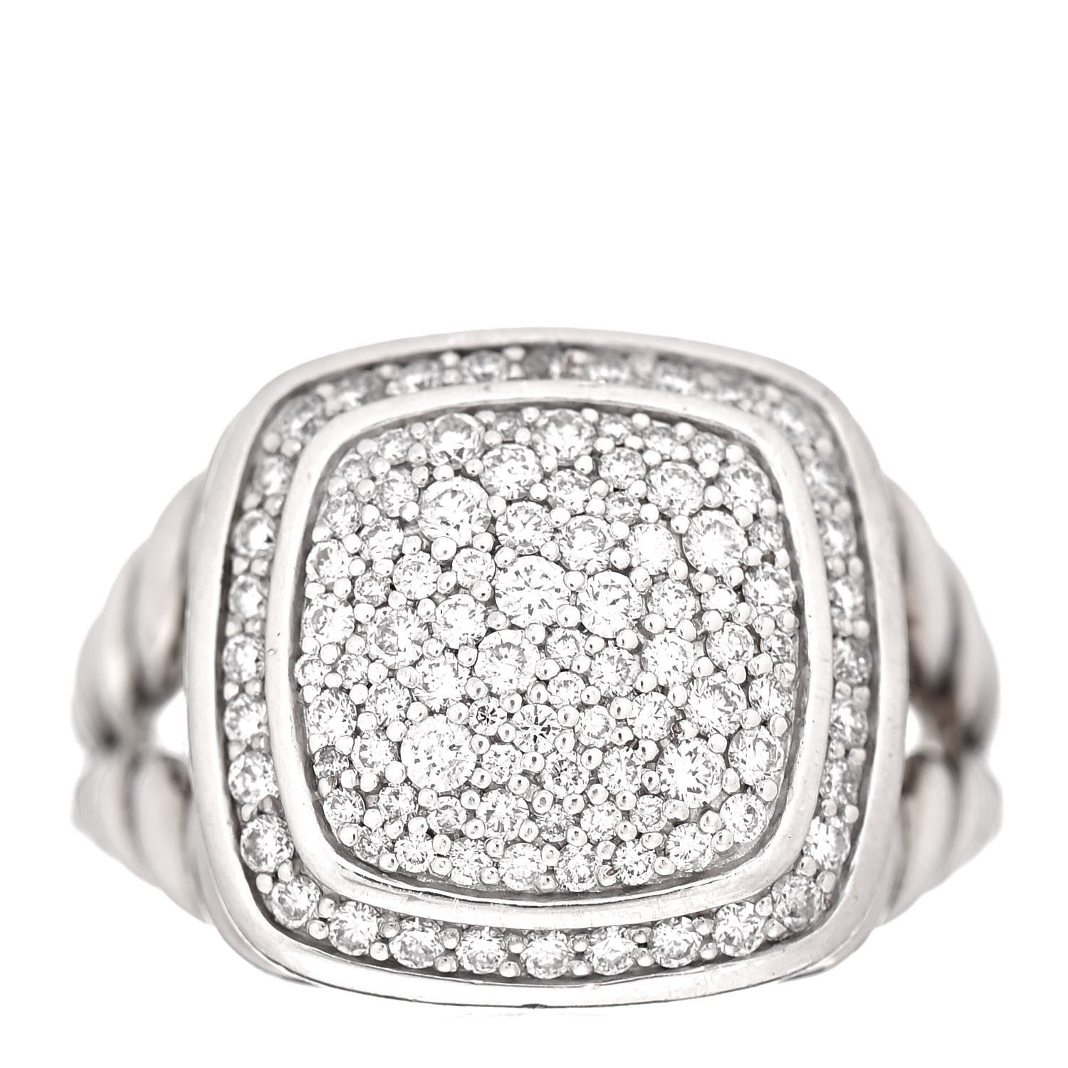 David Yurman Sterling Silver Diamond 14mm Albion Pave Ring 51 5.75 1 of 4
