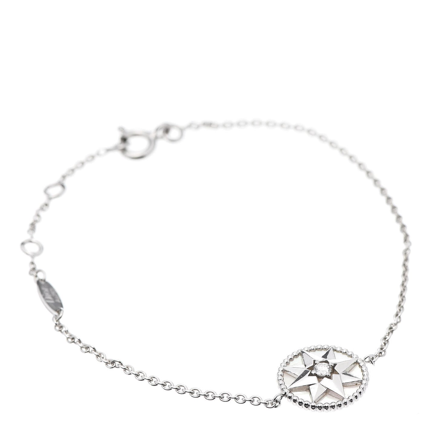 18K White Gold Diamond Mother of Pearl Rose Des Vents Bracelet