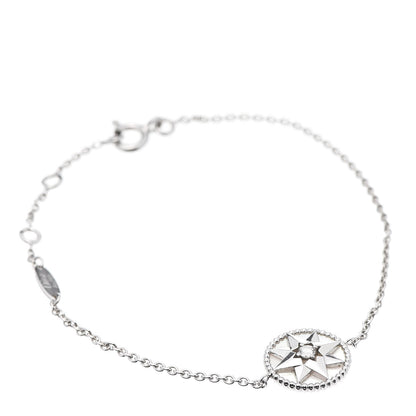 Christian Dior 18K White Gold Diamond Mother of Pearl Rose Des Vents Bracelet 1 of 7