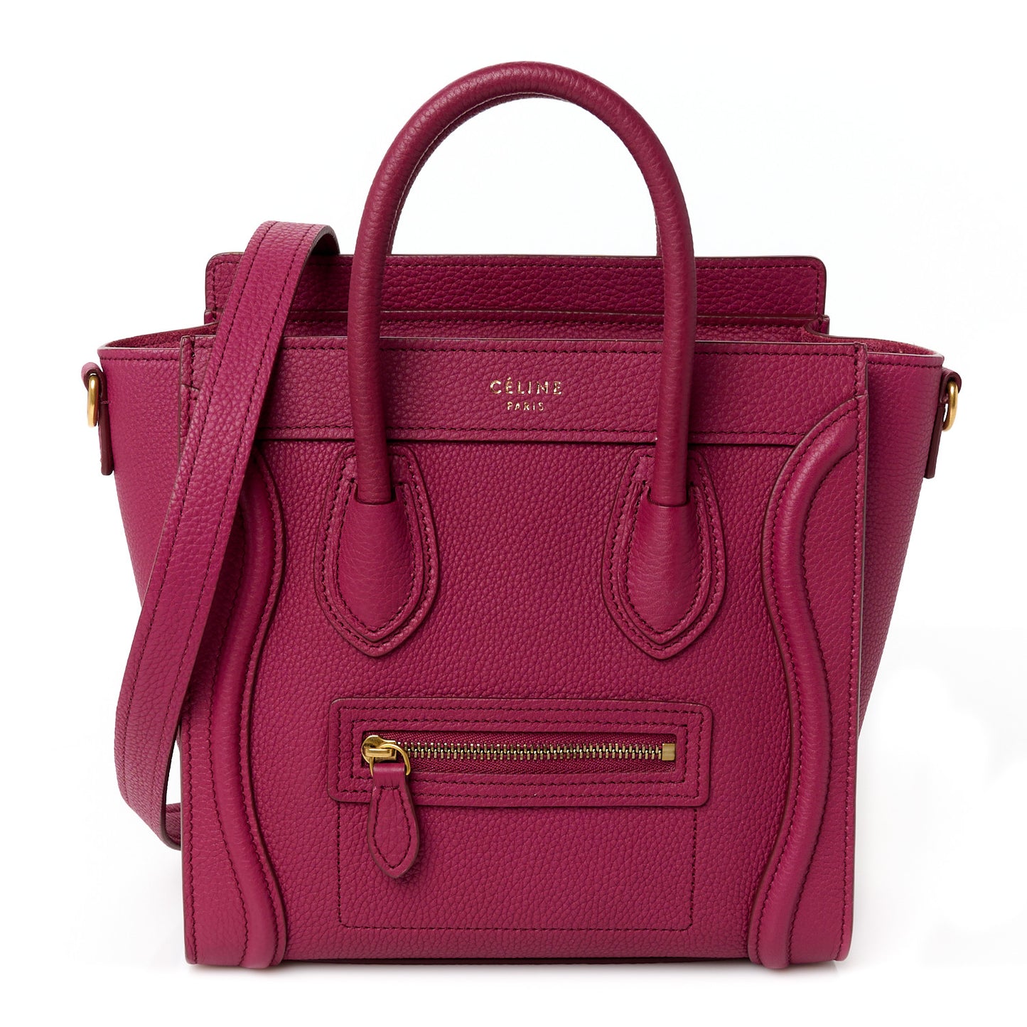 Drummed Calfskin Nano Luggage Plum