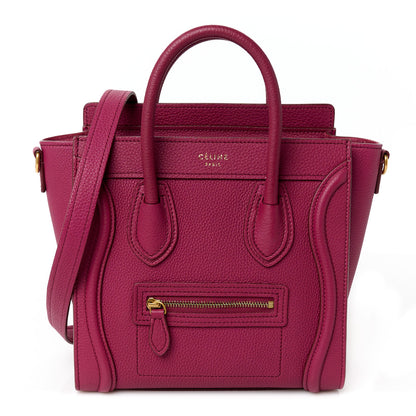 Celine Drummed Calfskin Nano Luggage Plum 1 of 10
