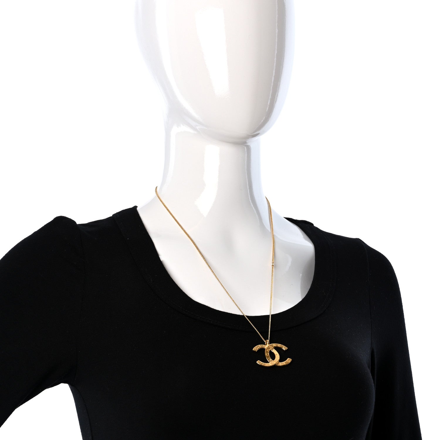 Chanel Metal CC Paris Button Necklace Gold 2 of 4