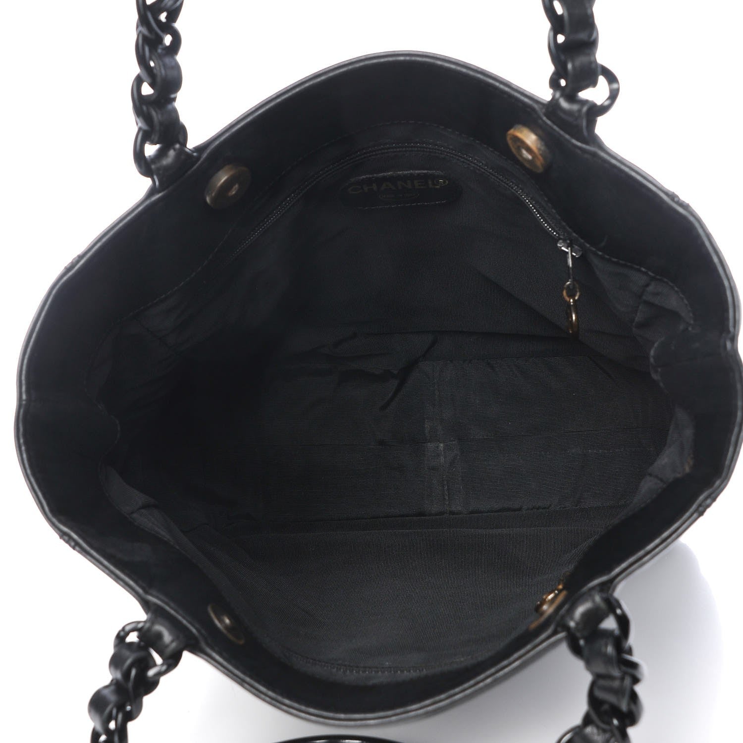 Chanel Lambskin Chain Small CC Tote Black 5 of 8