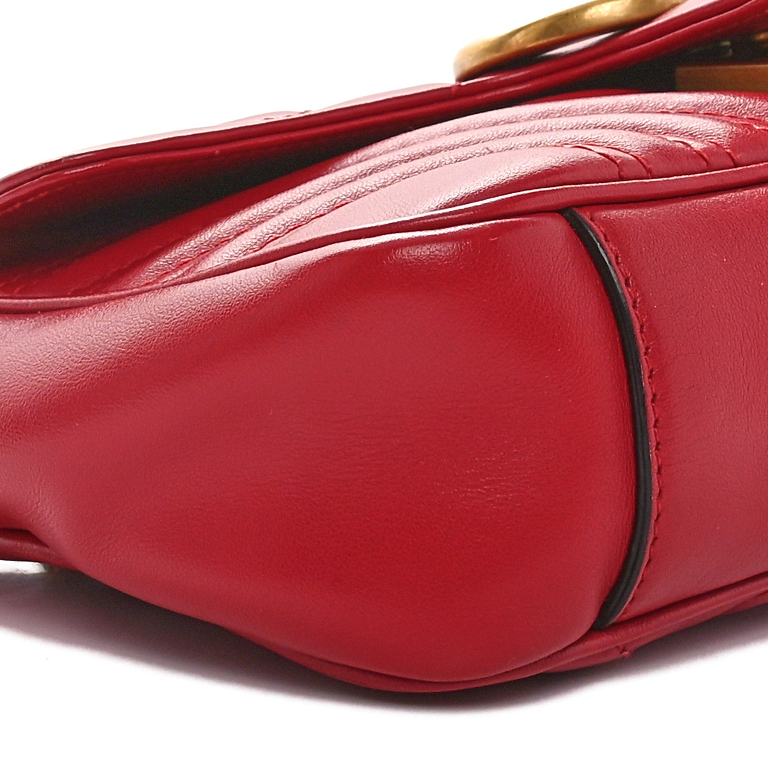 Gucci Calfskin Matelasse Mini GG Marmont Shoulder Bag Hibiscus Red 9 of 10