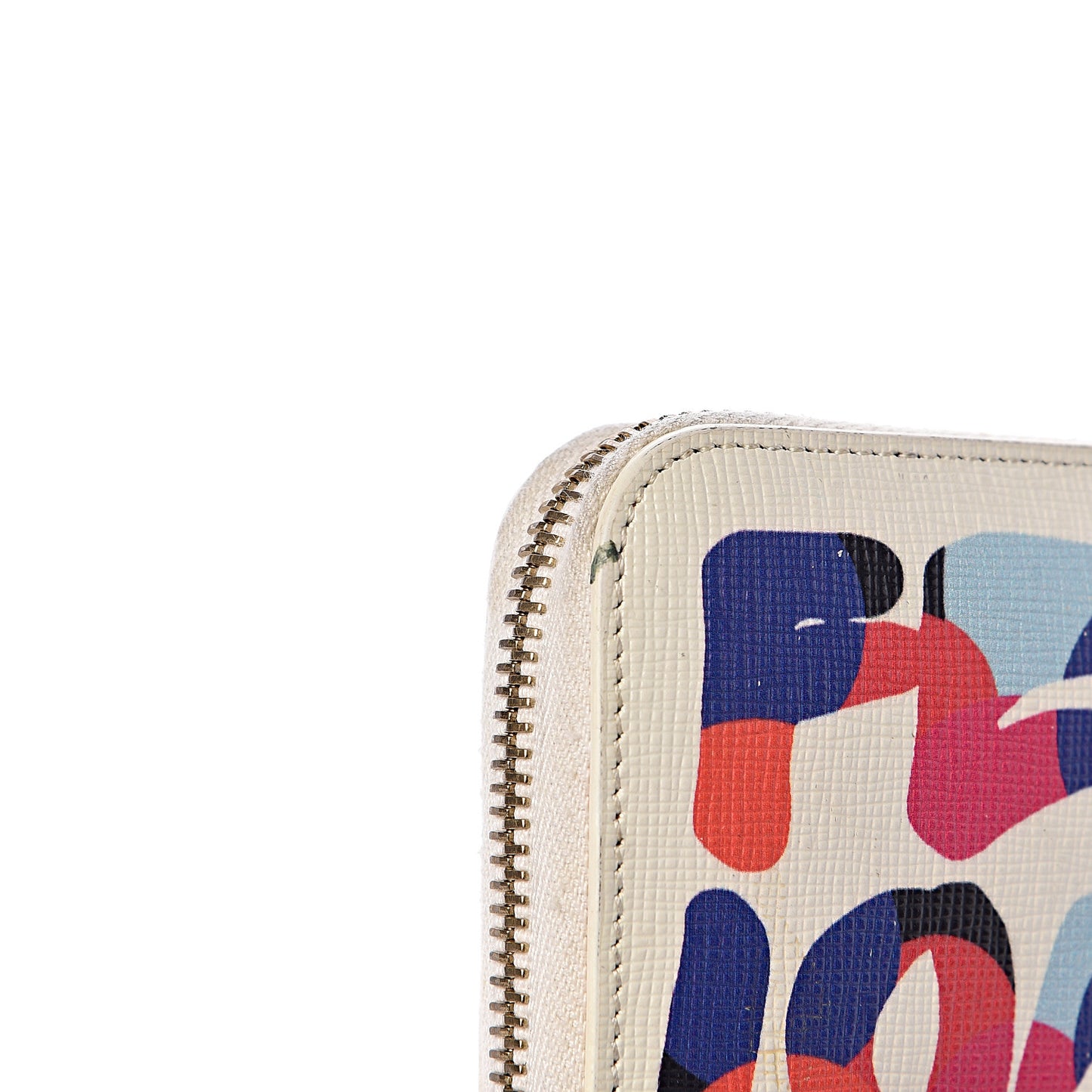 Vitello Elite Fendi Roma Simply Zip Around Wallet White Multicolor