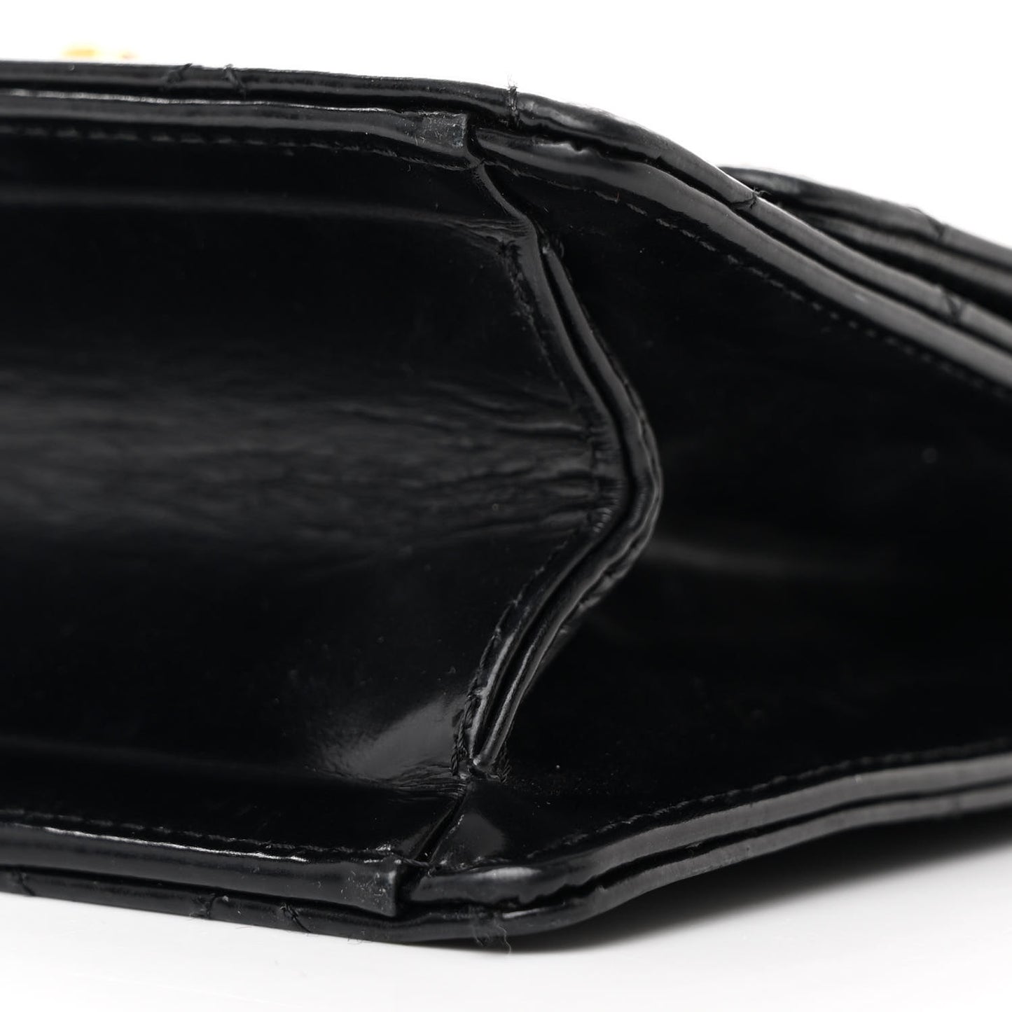 Patent Calfskin Quilted Mini Square Flap Black