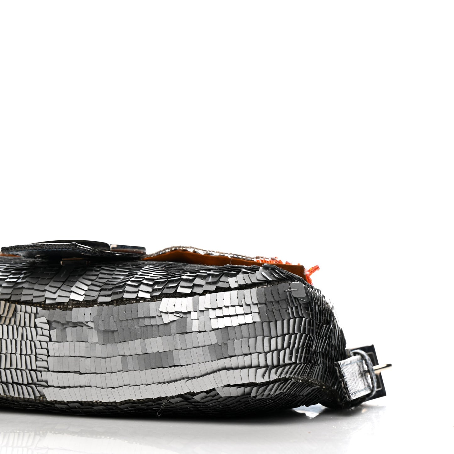 Sequin Beaded Lizard Baguette Silver Orange