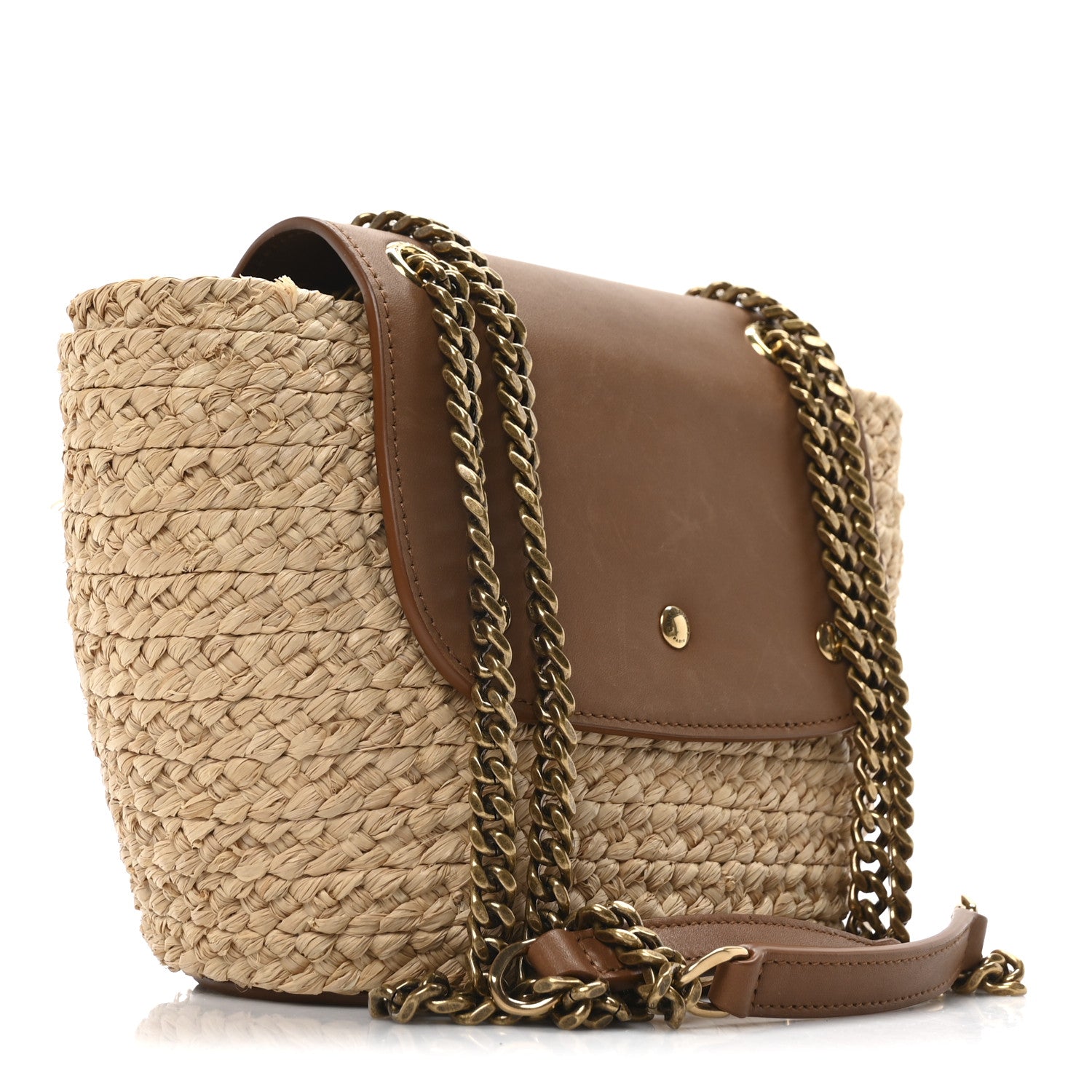 Saint Laurent Raffia Calfskin Mini Manon Natural Brick 3 of 9