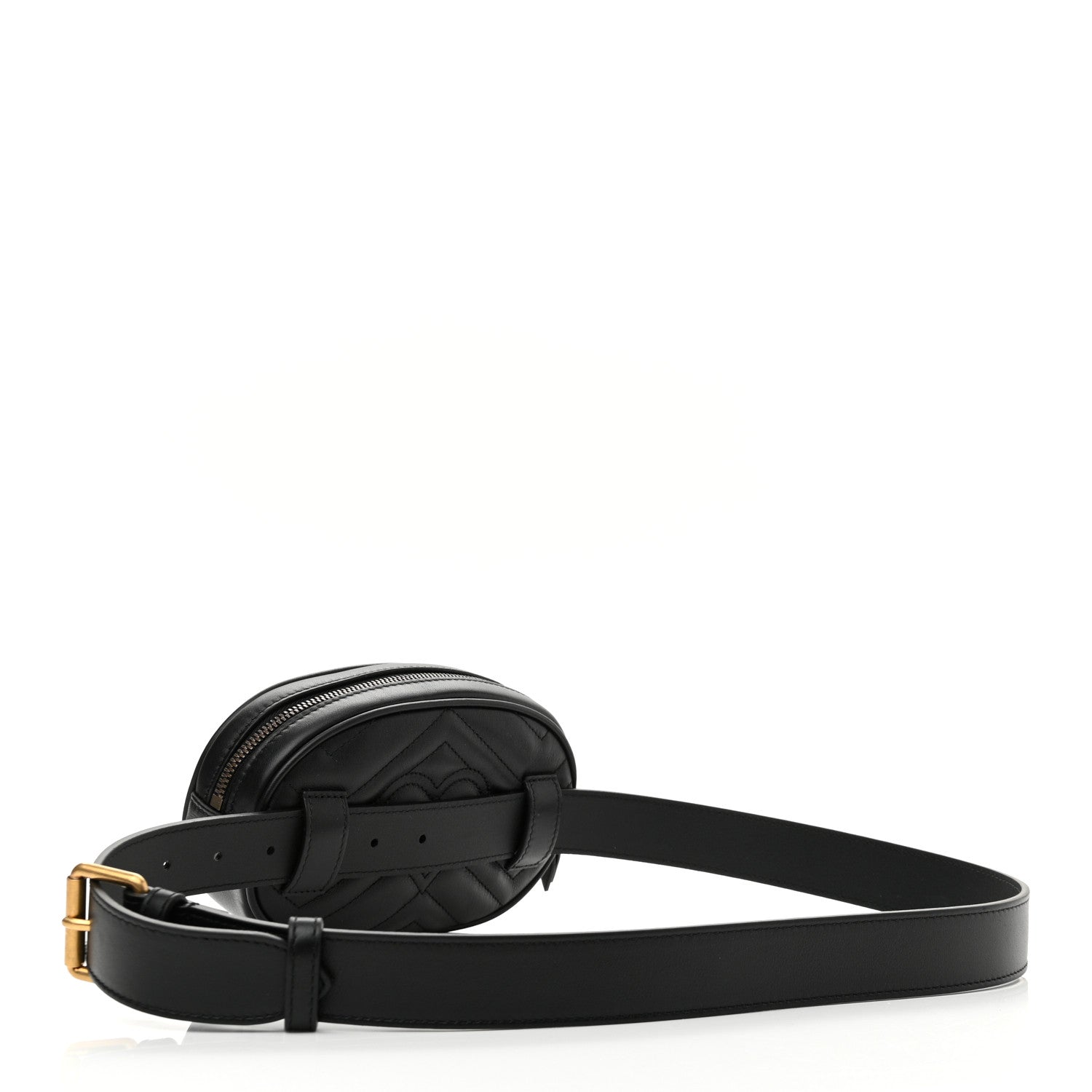 Gucci Calfskin Matelasse GG Marmont Belt Bag 85 34 Black 3 of 10