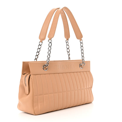 Chanel Calfskin Vertical Quilted Lax East West Shoulder Bag Beige 3 of 17