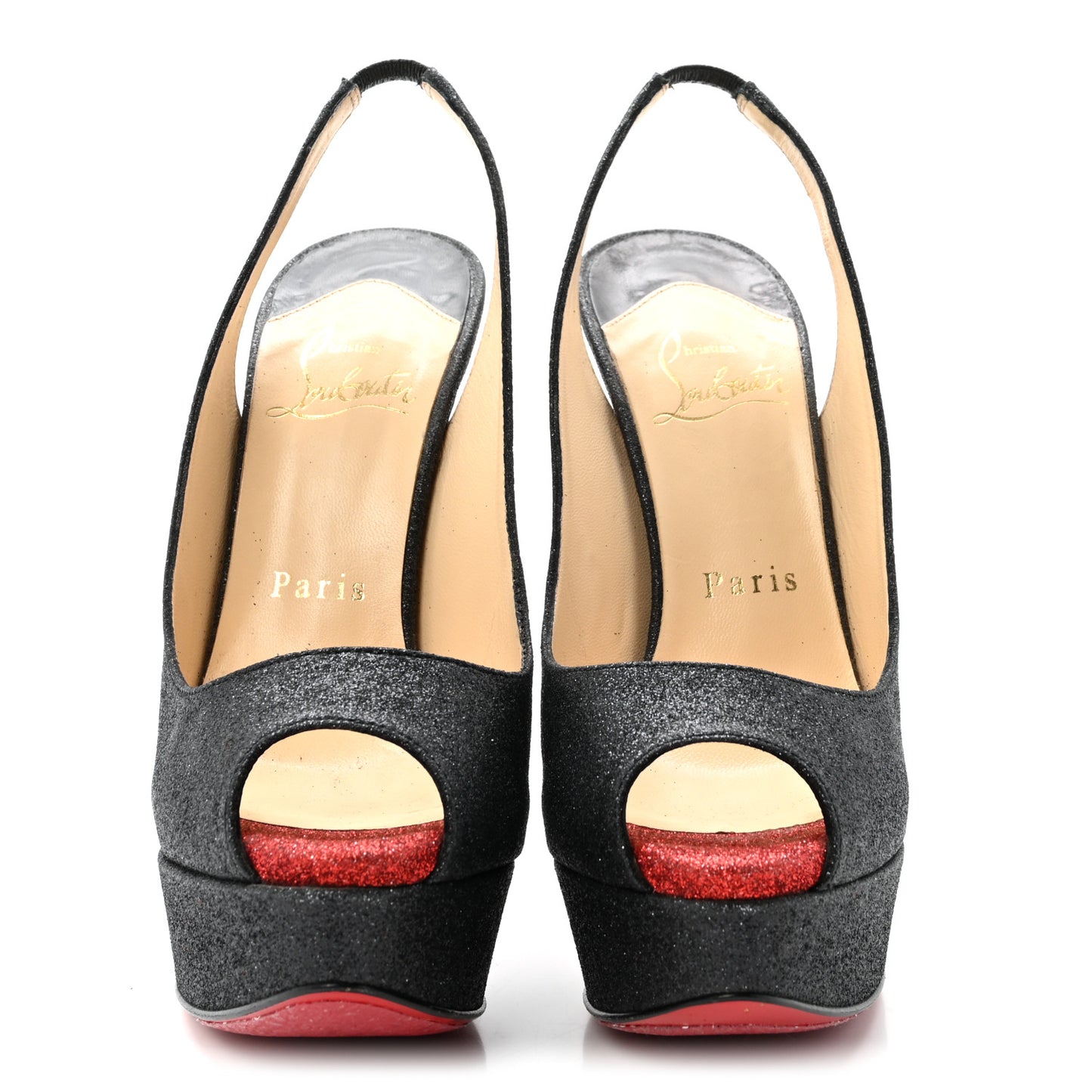 Glitter Lady Peep Sling 150 Pumps 35.5 Black Red