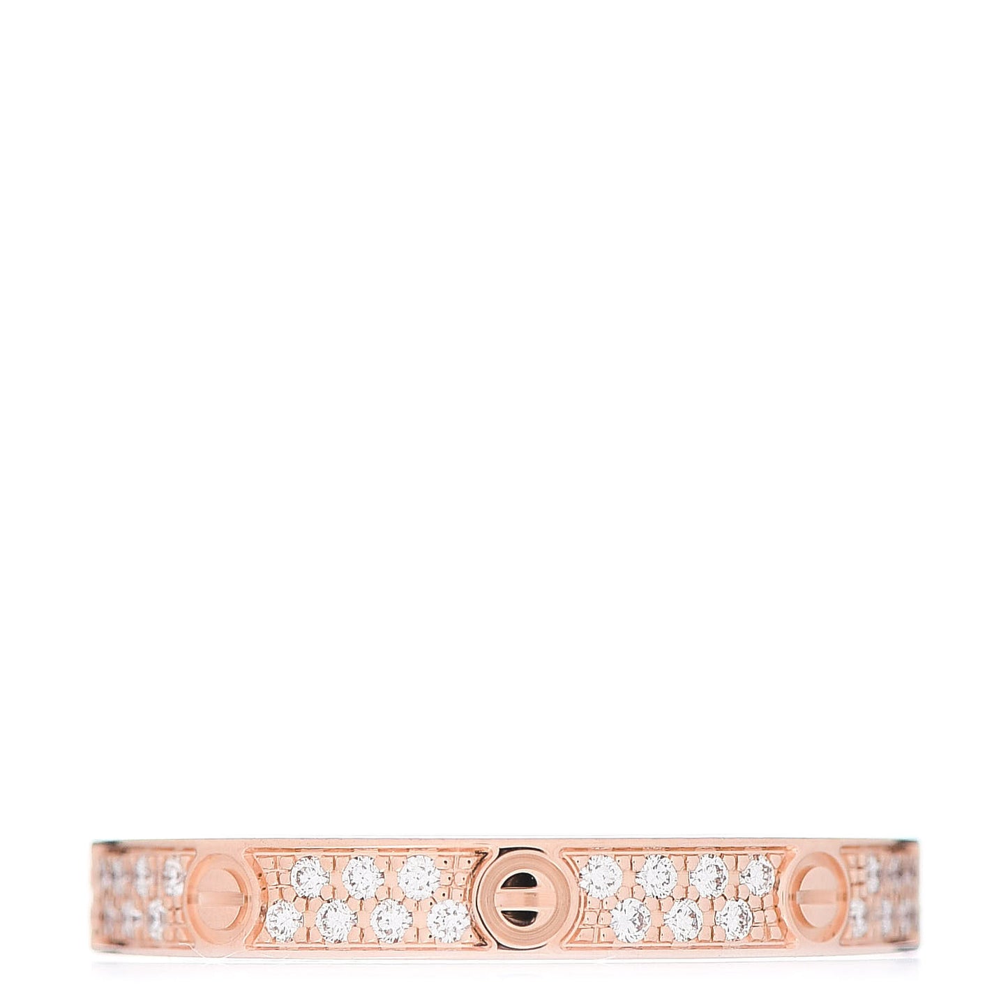 18K Pink Gold Diamond 2.6mm LOVE Paved Band Ring 49 4.75