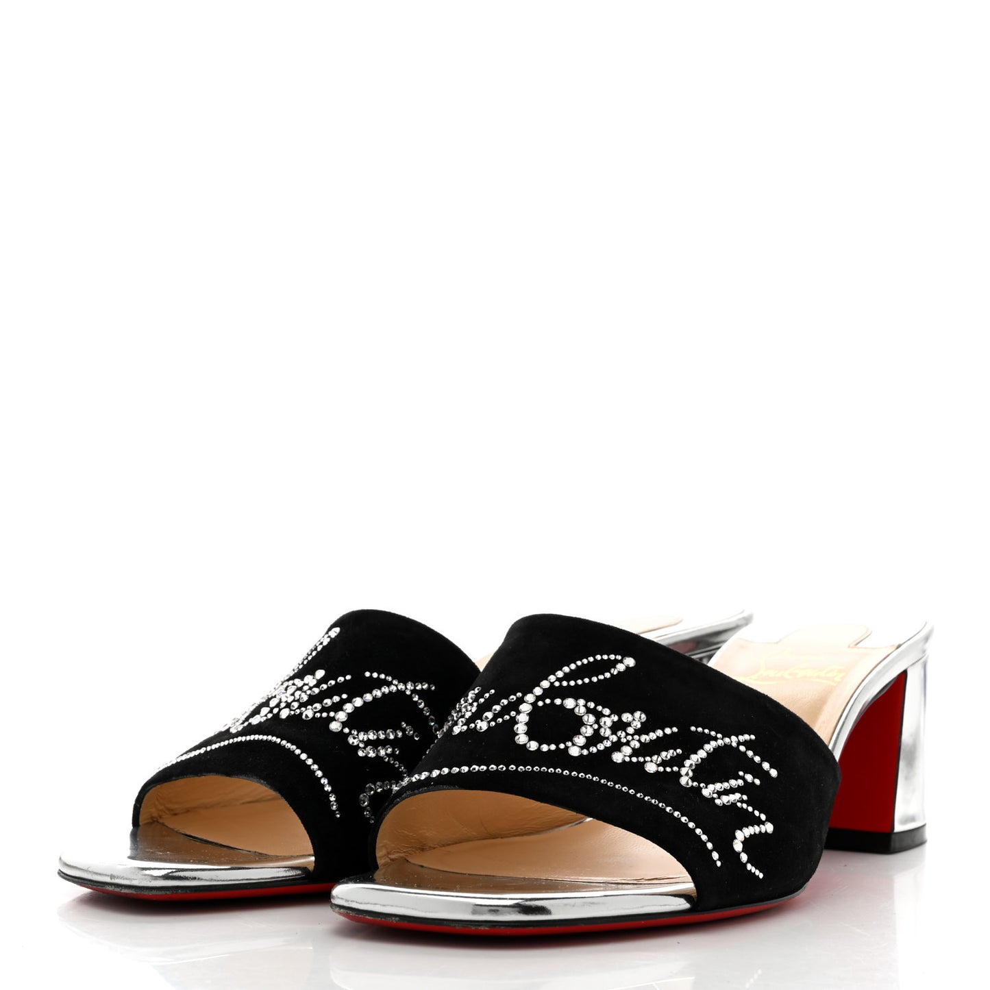 Veau Velours Specchio Dear Home 55 Slide Sandals 38 Black Crystal
