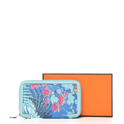 Hermes Epsom Printed Silk Flamingo Party Soie-Cool Wallet Mykonos Bleu Atoll 8 of 8