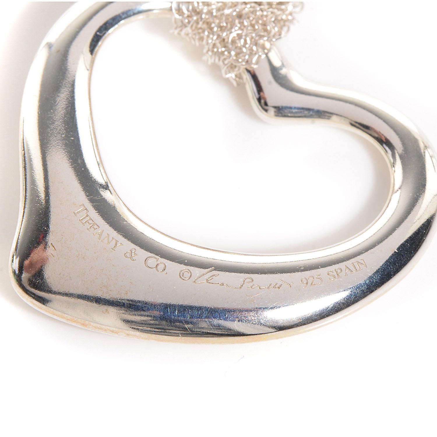 Tiffany Sterling Silver Open Heart Mesh Necklace 3 of 6