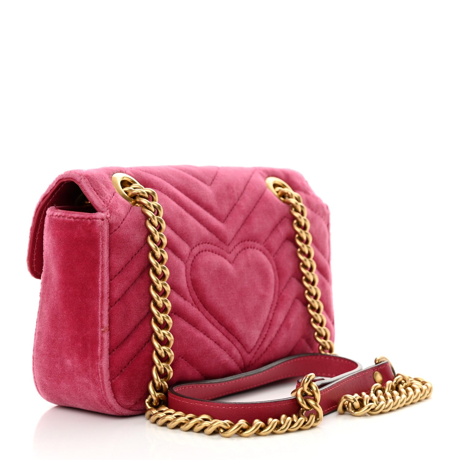 Gucci Velvet Matelasse Embroidered Mini GG Marmont Shoulder Bag Light Raspberry Rose 3 of 16