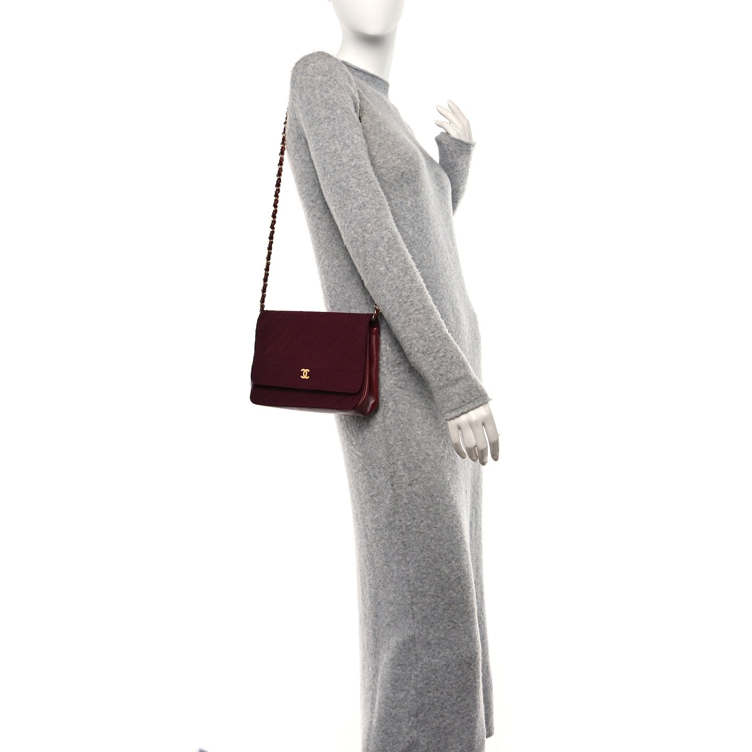 Chanel Lambskin Jersey Quilted Single Flap Burgundy 2 of 12