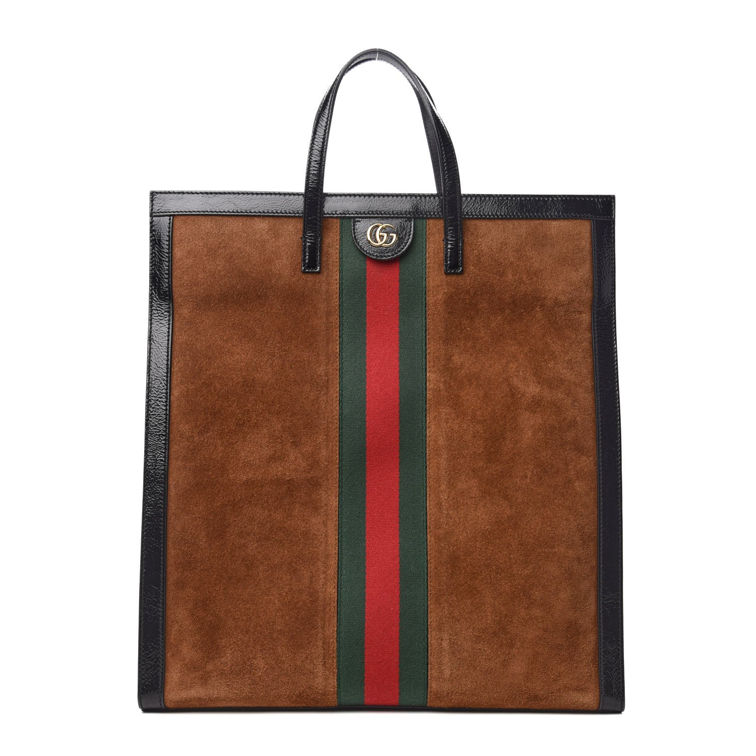 Gucci Suede Patent Web Ophidia Vertical Tote Nocciola Black 1 of 10
