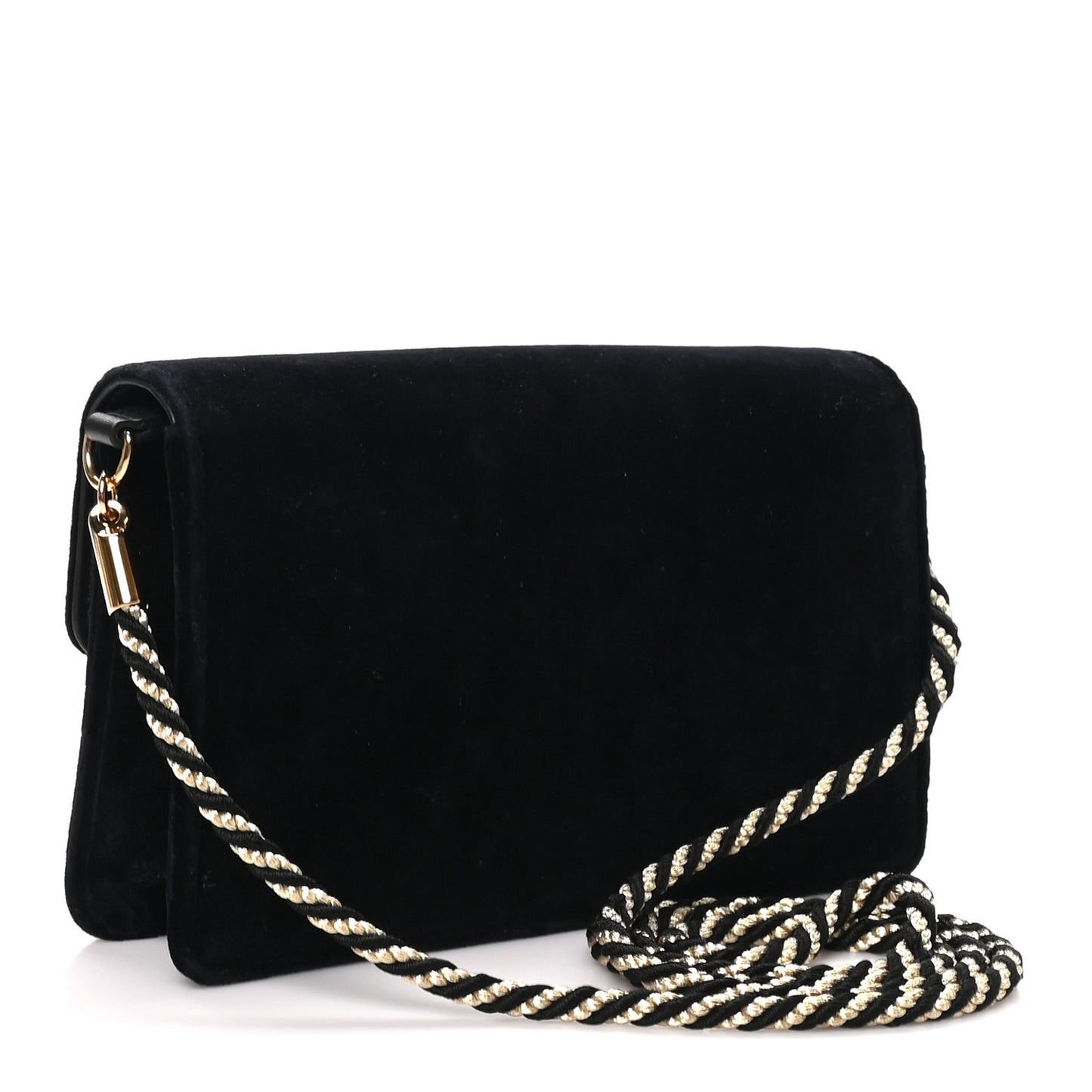 Velvet Crystal Square G Shoulder Bag Black