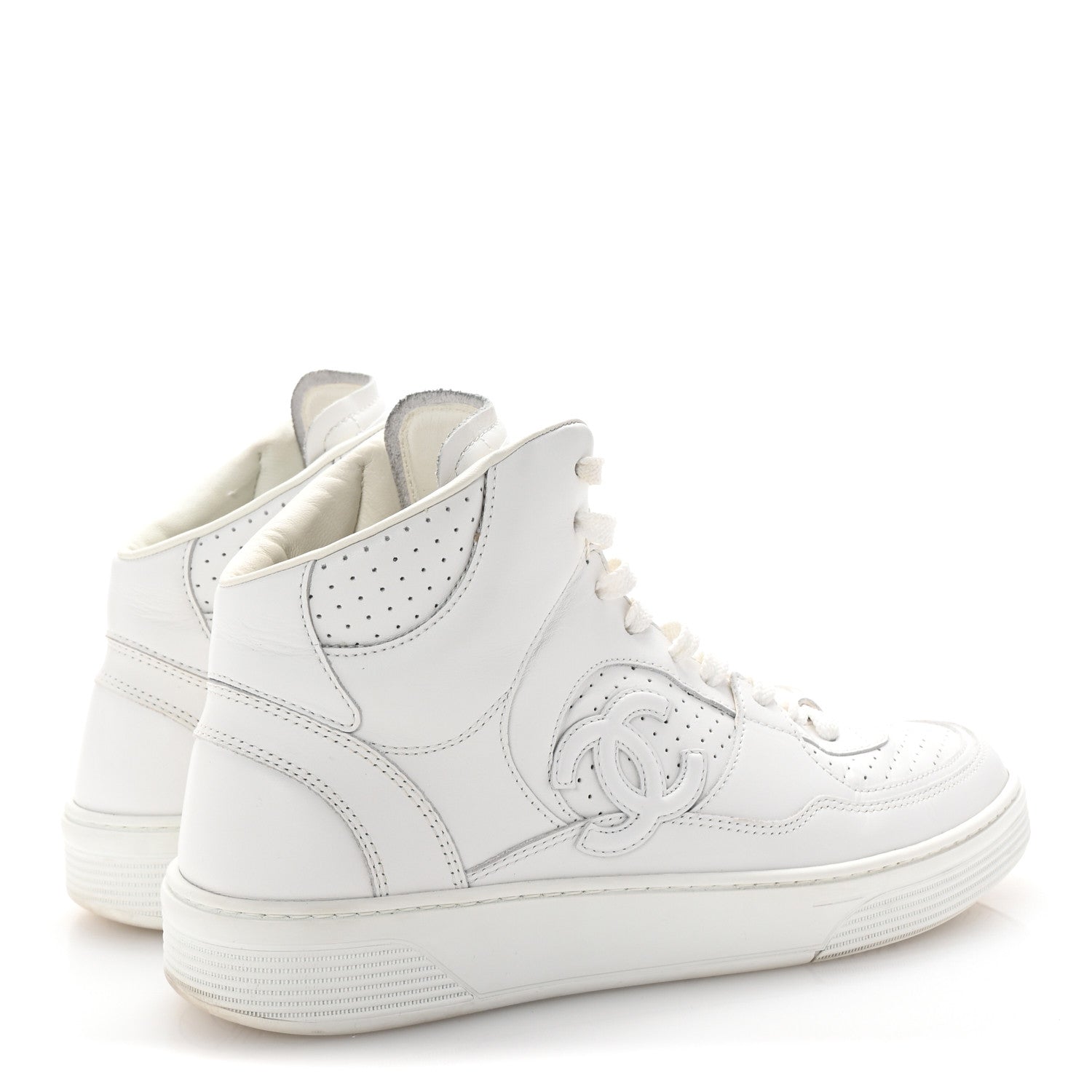 Chanel Calfskin CC High Top Sneaker 40 White 10 of 18
