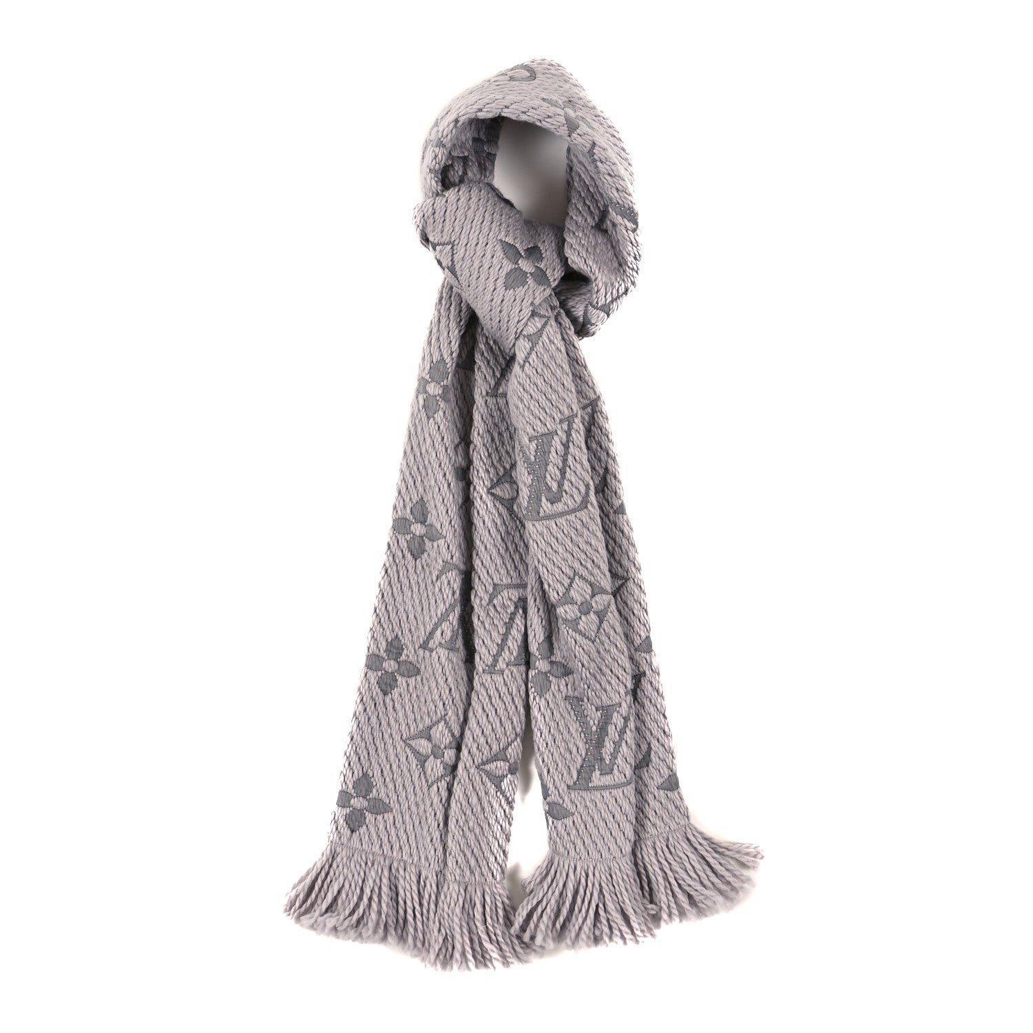 Louis Vuitton Wool Silk Logomania Scarf Pearl Grey 1 of 4