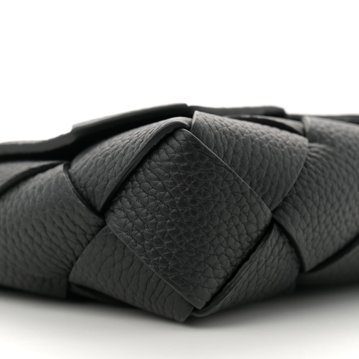 Grained Calfskin Intreccio Large Diago Crossbody Bag Black