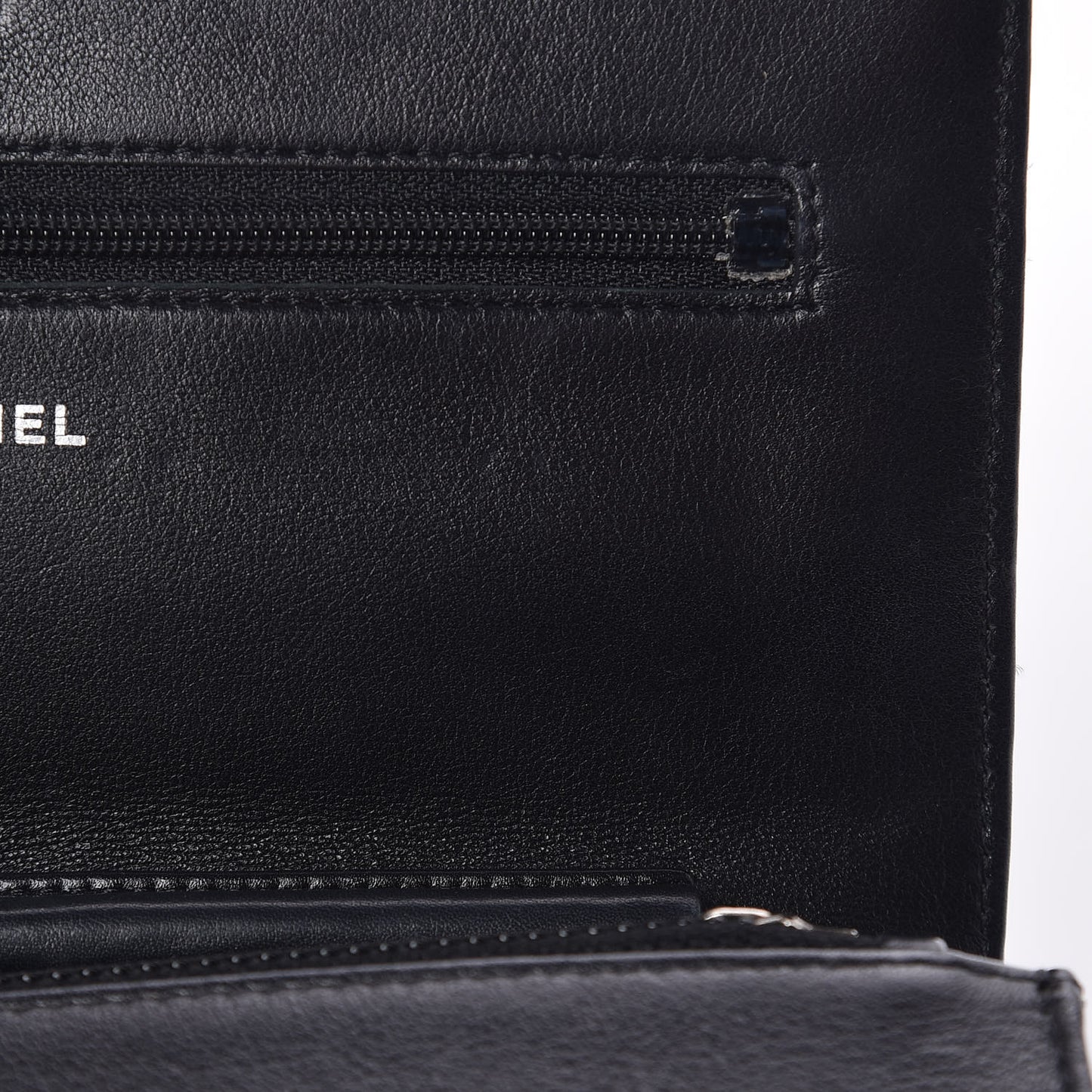 Striated Patent Quilted Wallet on Chain WOC Black